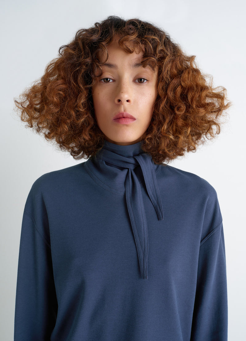 Dark Indigo Long Sleeve Foulard Top