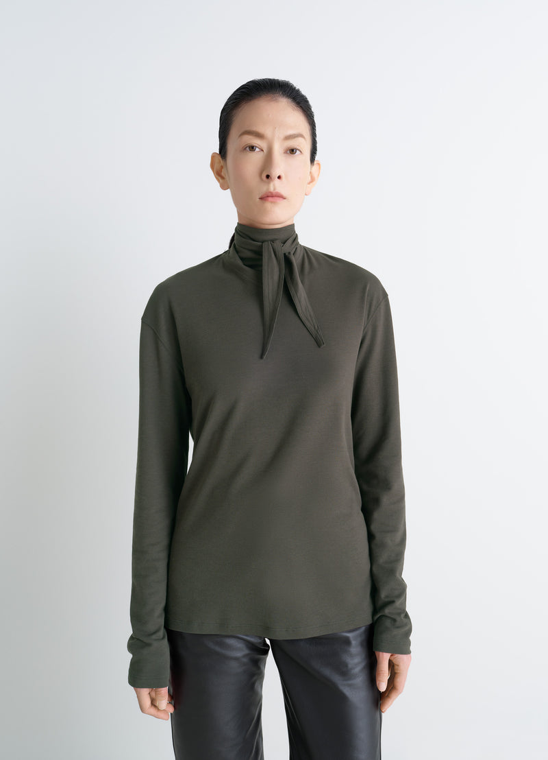 Dark Espresso Long Sleeve Foulard Top