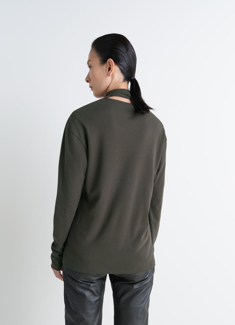 Dark Espresso Long Sleeve Foulard Top