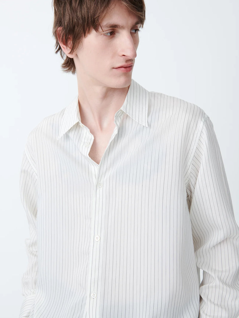 Ecru/Black View Silk Boxy Shirt