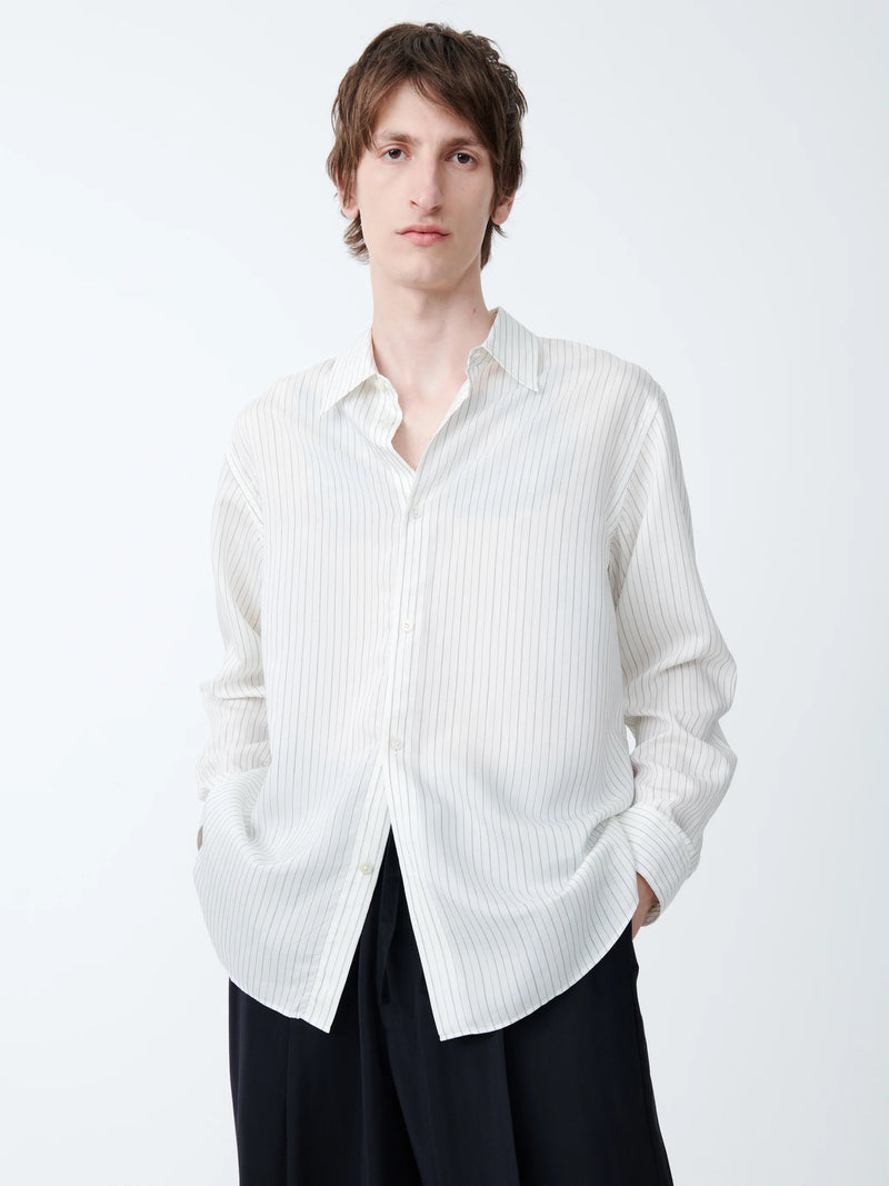 Ecru/Black View Silk Boxy Shirt