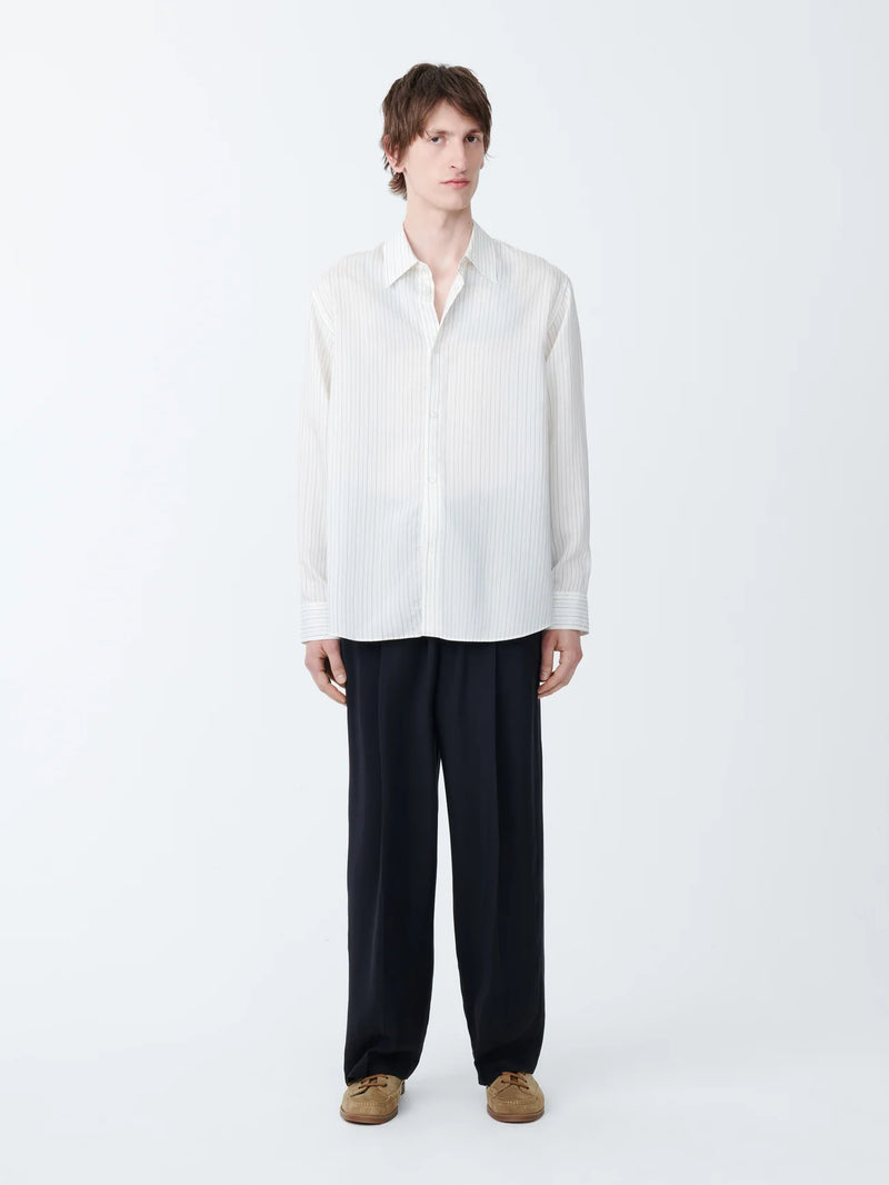 Ecru/Black View Silk Boxy Shirt