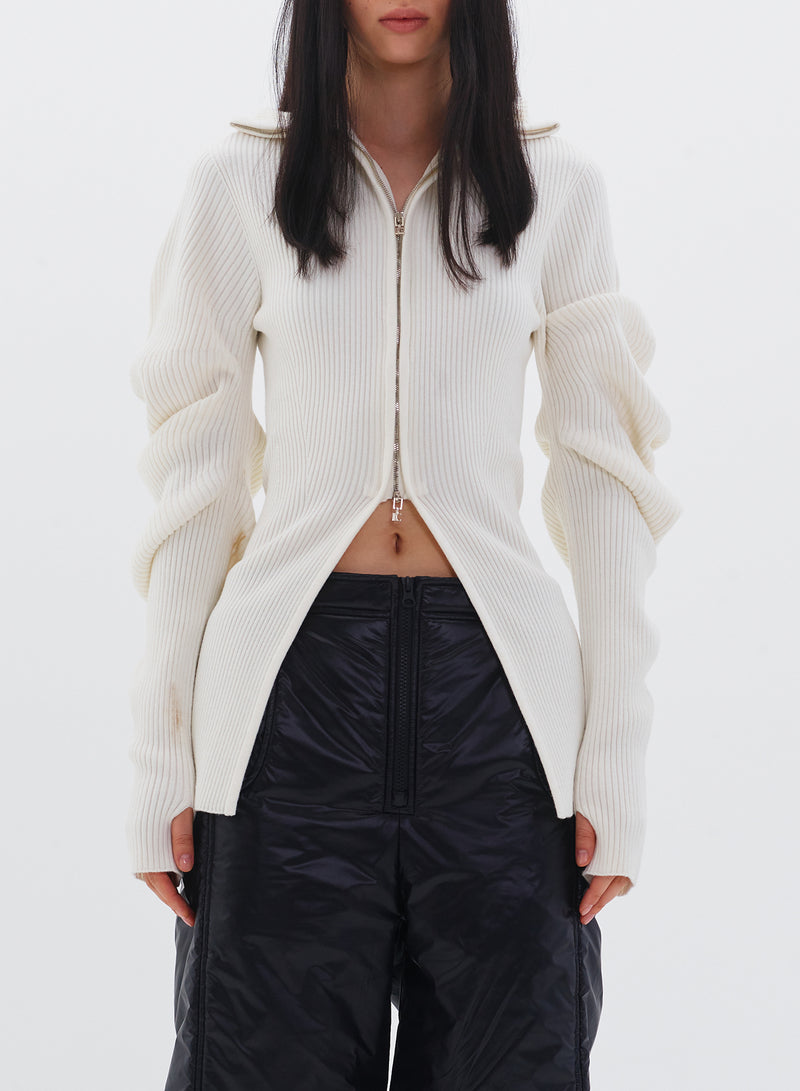 White Volume Sleeve Knit Cardigan – MANIFESTO