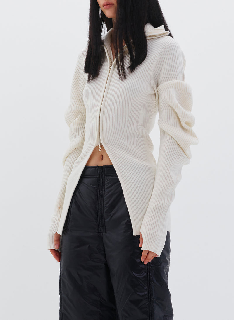 White Volume Sleeve Knit Cardigan – MANIFESTO