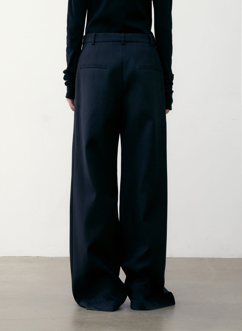 Black Wide Wool Trouser