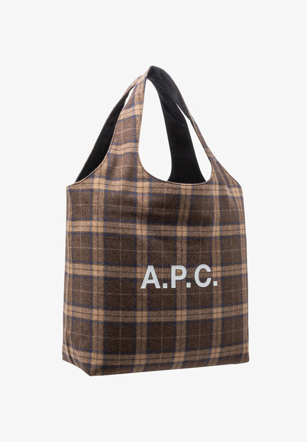 Dark Brown Wool Tartan Ninon Totebag