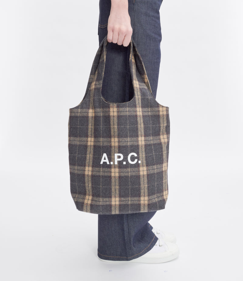 Heather Anthracite Checked Ninon Small Totebag