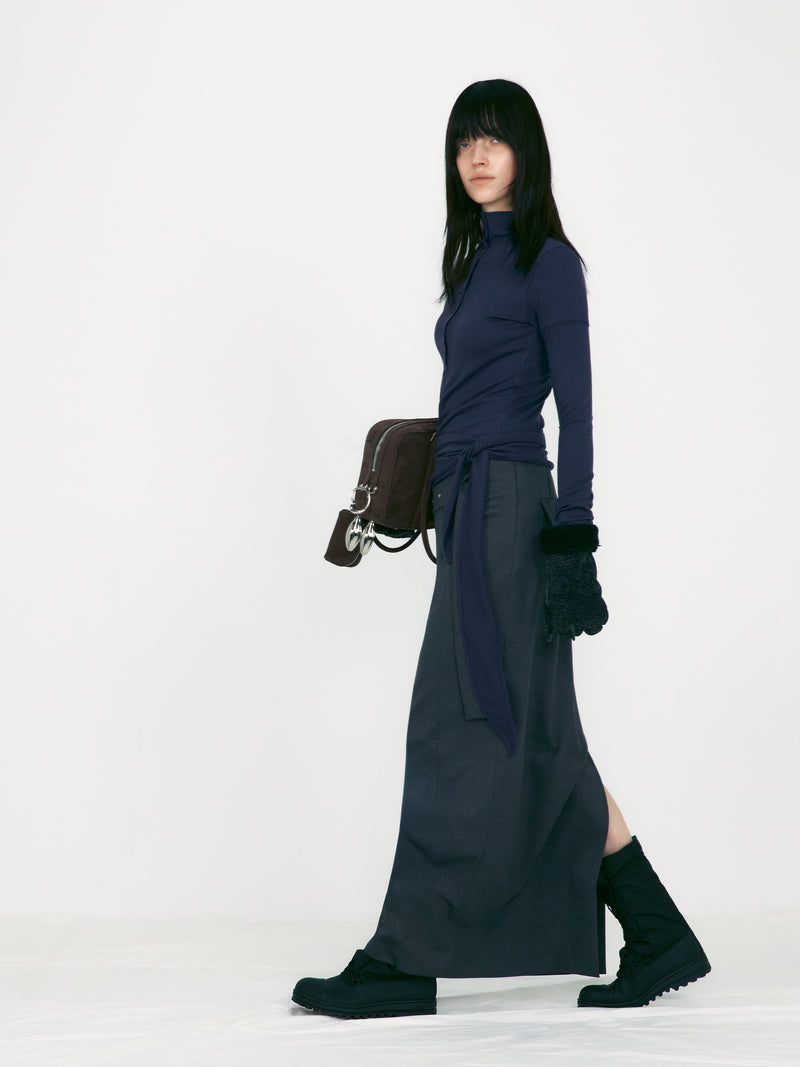 Charcoal Belted Maxi Skirts