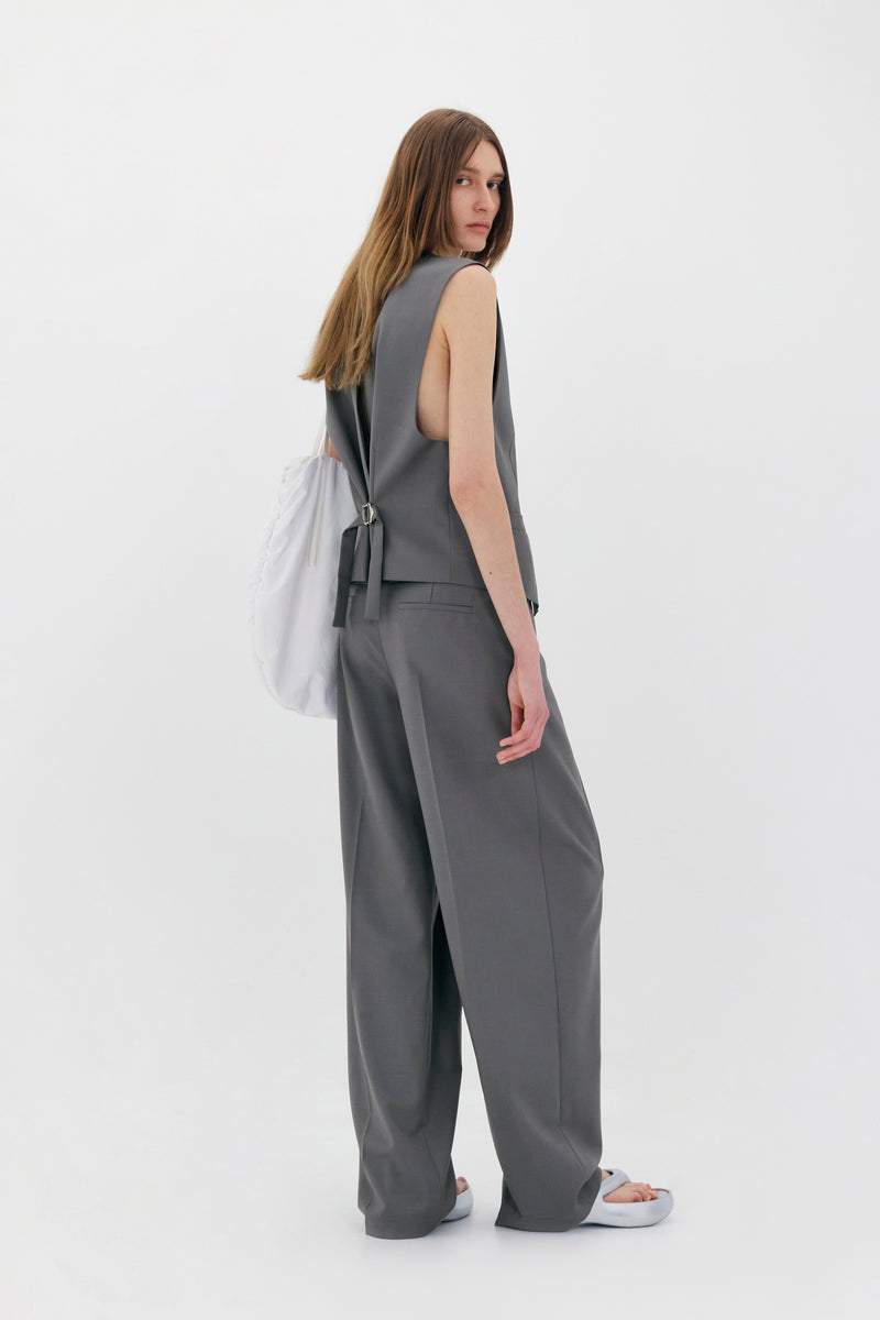 Grey Deep Tuck Trouser