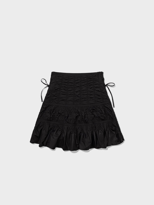 Black Padded Shirring Skirt