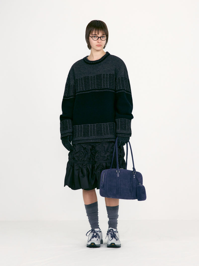 Black Padded Shirring Skirt
