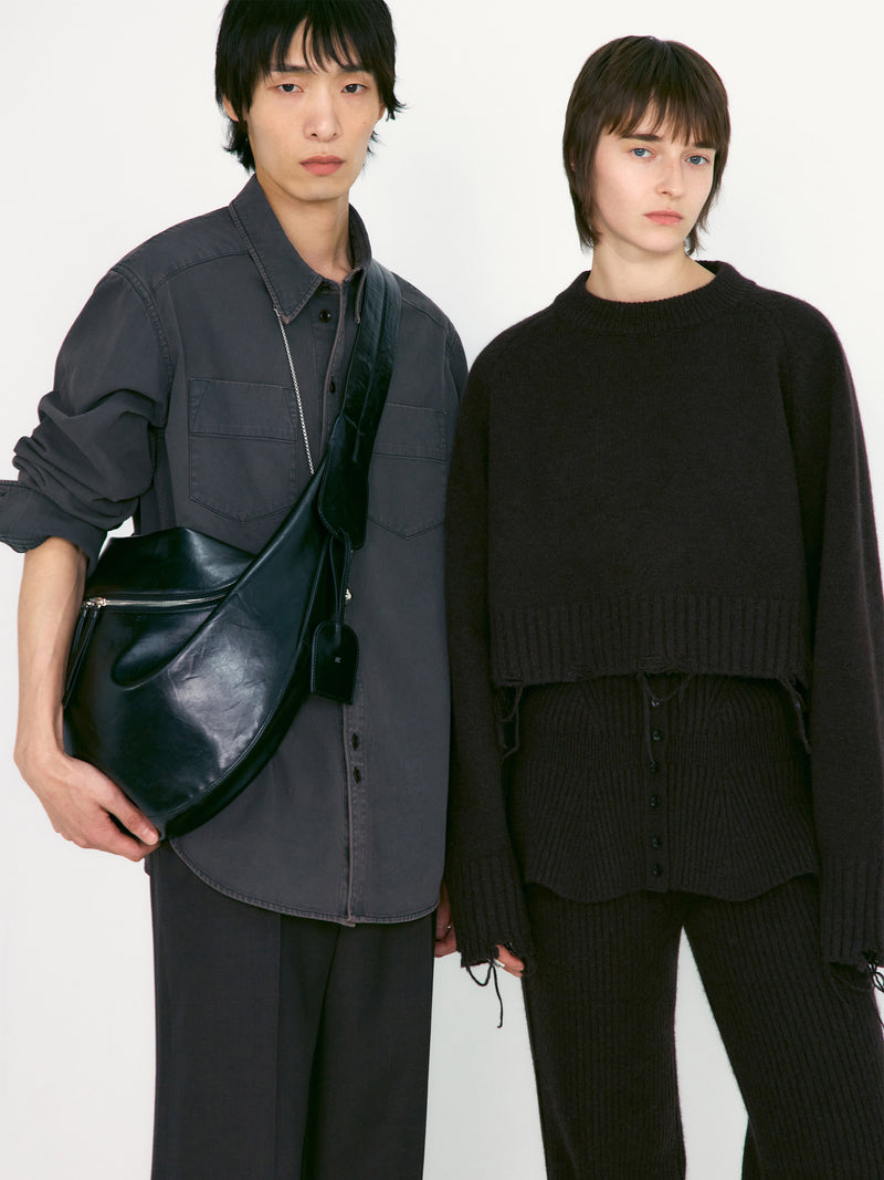 Brown Damaged Cropped Pullover