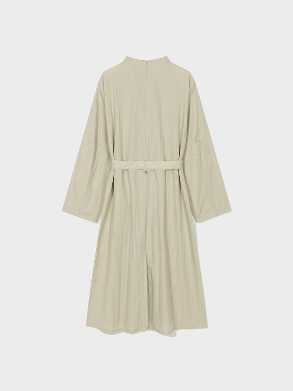 Light Khaki Lace Up Belted Dress