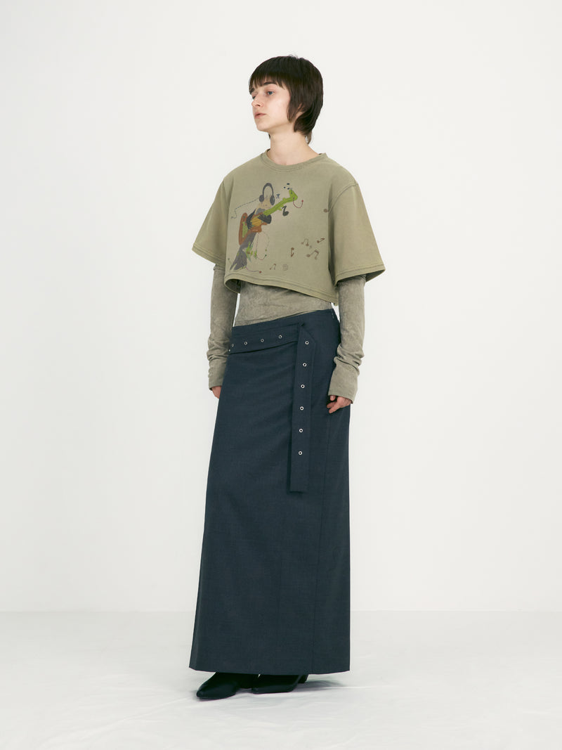Charcoal Belted Maxi Skirts