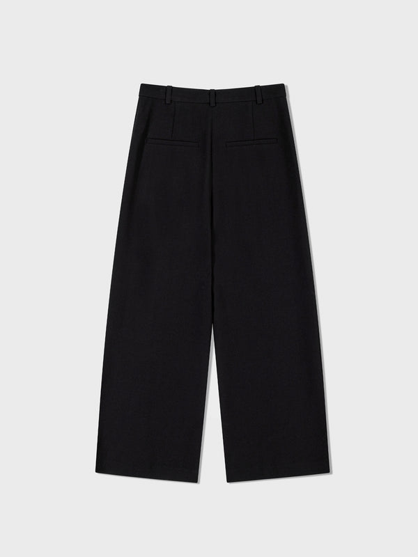 Black Wide Wool Trouser