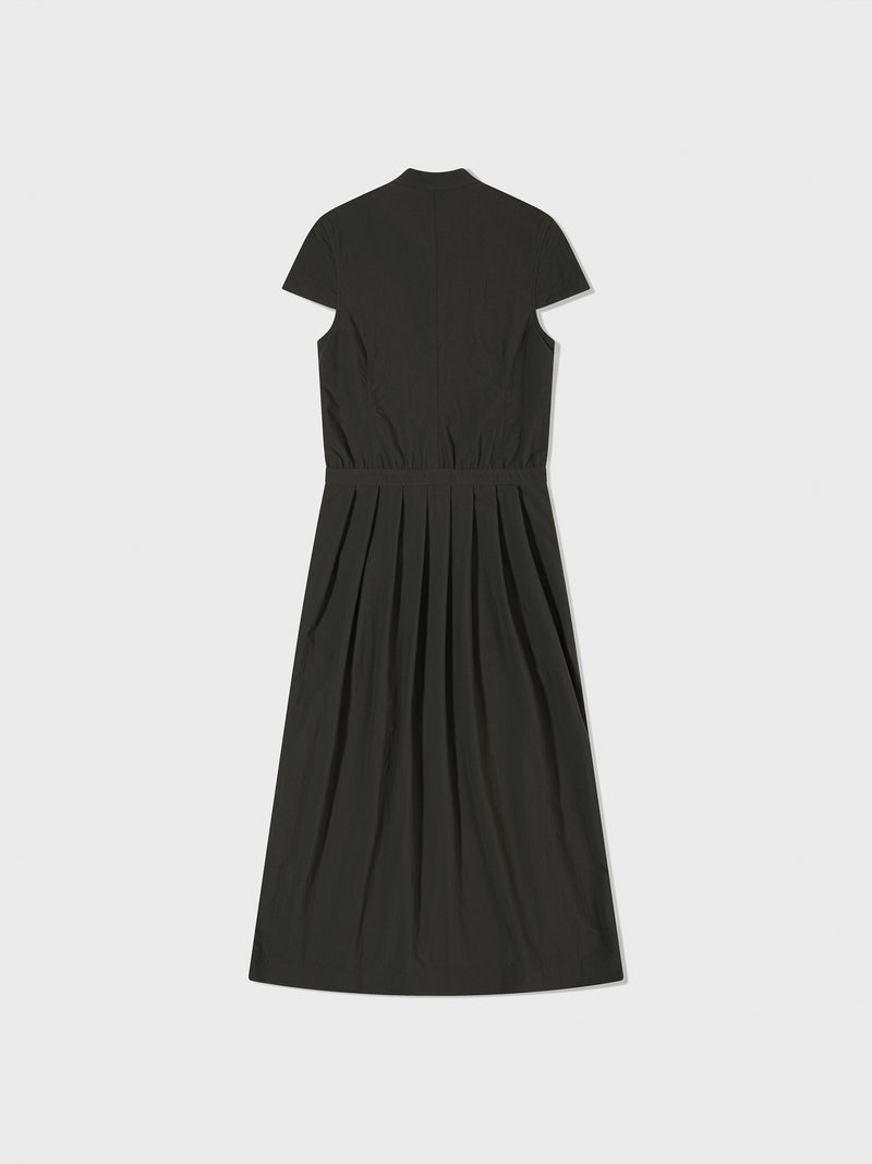 Charcoal Recycled Nylon High Neck Dress