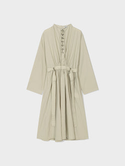 Light Khaki Lace Up Belted Dress