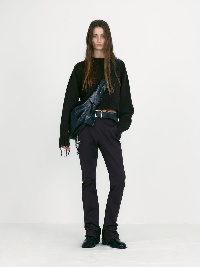 Brown Damaged Cropped Pullover