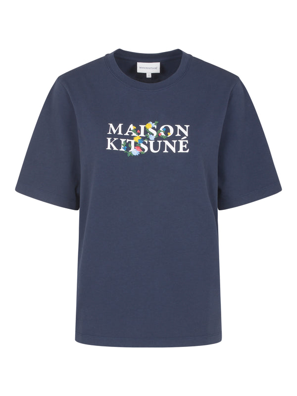 W Ink Blue Maison Kitsune Flower Comfort Tshirt