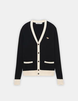 Black Baby Fox Patch Bicolor Classic Cardigan