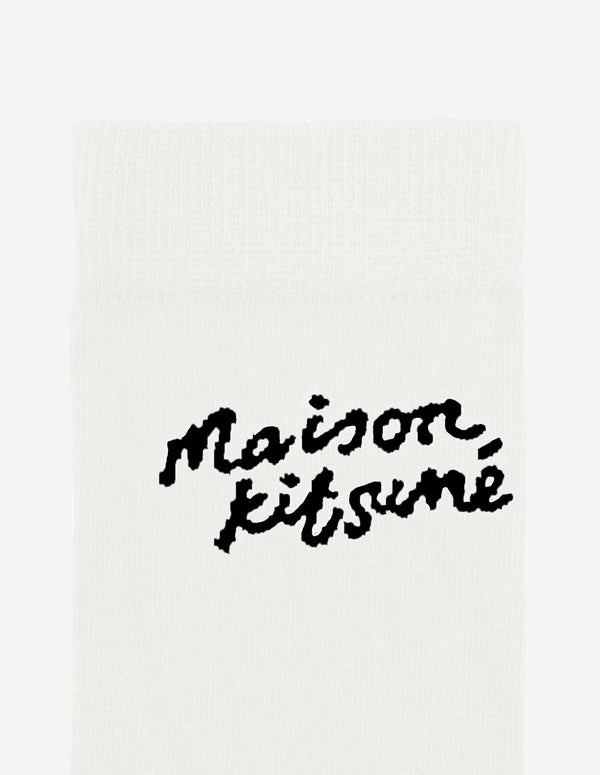 White Maison Kitsune Handwriting Socks