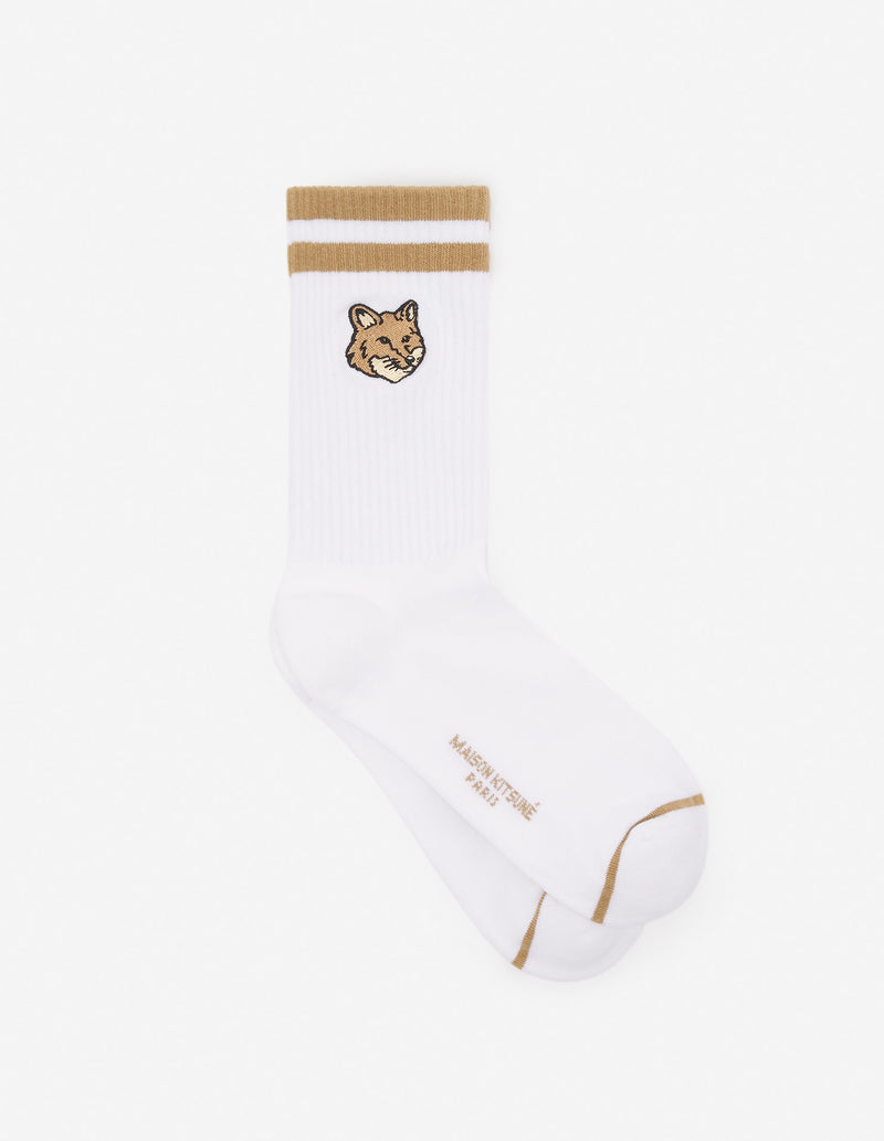 Chino Beige Bold Fox Head Sporty Socks