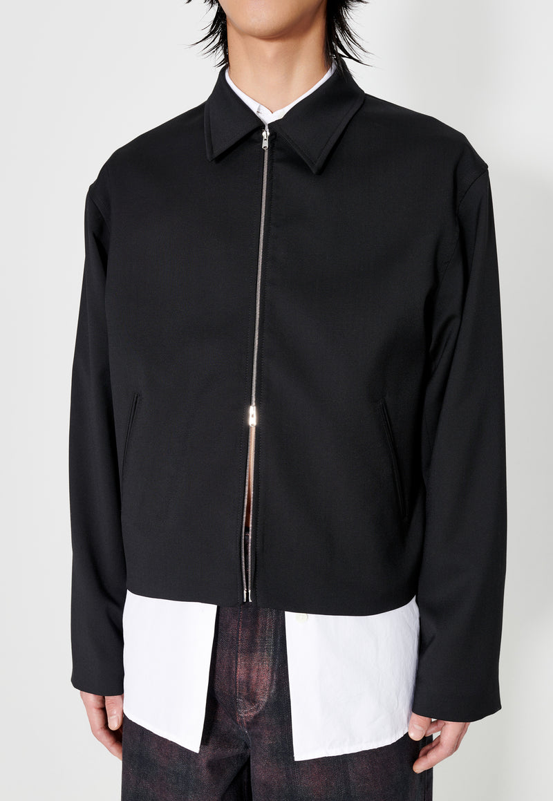 Black Worsted Wool Mini Jacket – MANIFESTO
