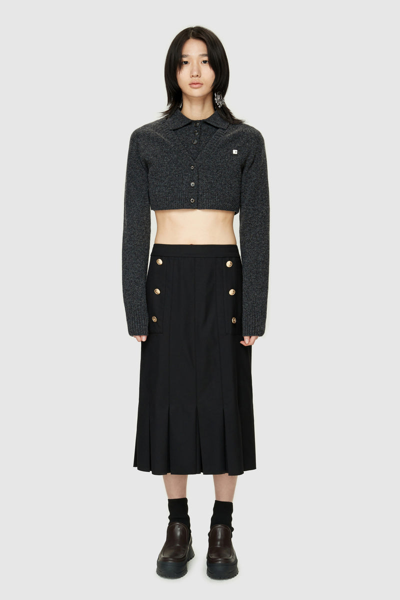 Black Pleated Long Skirt