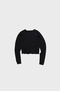 Black Round Sleeve Knit Cardigan