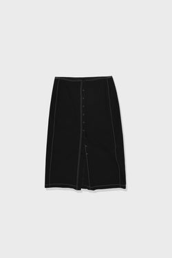 Black H-Line Button Skirt