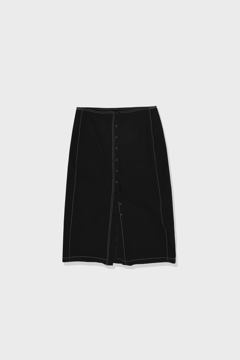 Black H-Line Button Skirt