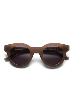 Manifesto Shop Sun Buddies Edie Ash Grey Sunglasses Round Frame Vintage Look Tinted Lens Front View