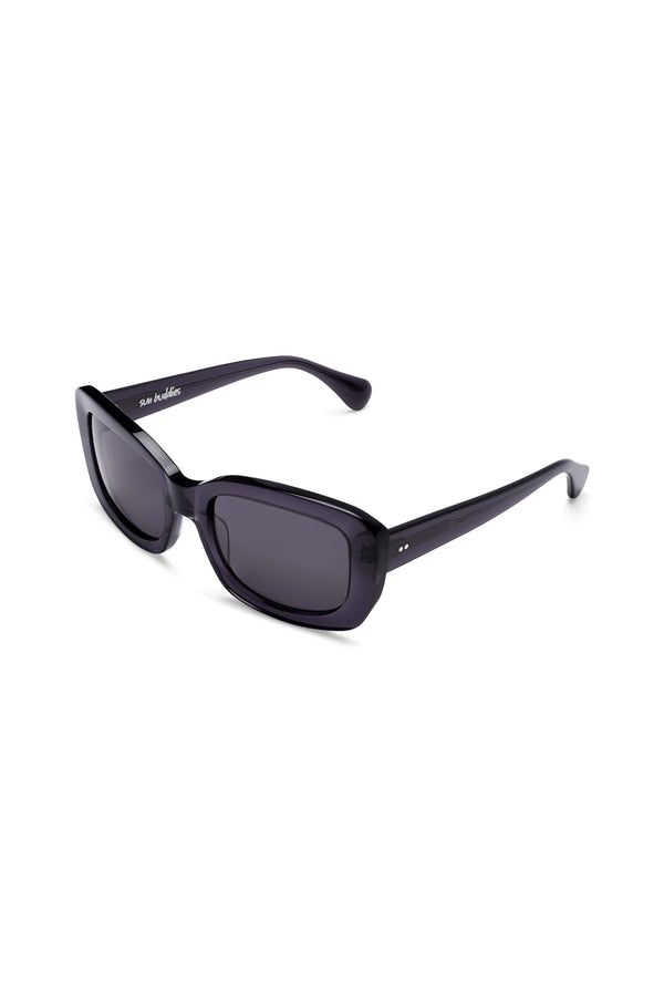 Manifesto Shop Sun Buddies Junior Grey Sunglasses Rounded Rectangular Frame Tinted Lens Side View