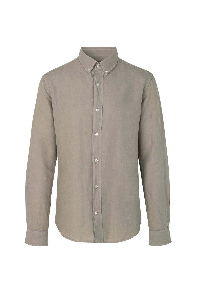 Grey Dyed Linen Sawsett Shirt