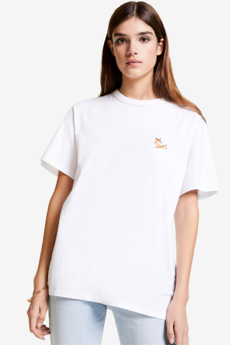 White Chillax Fox Patch Tshirt