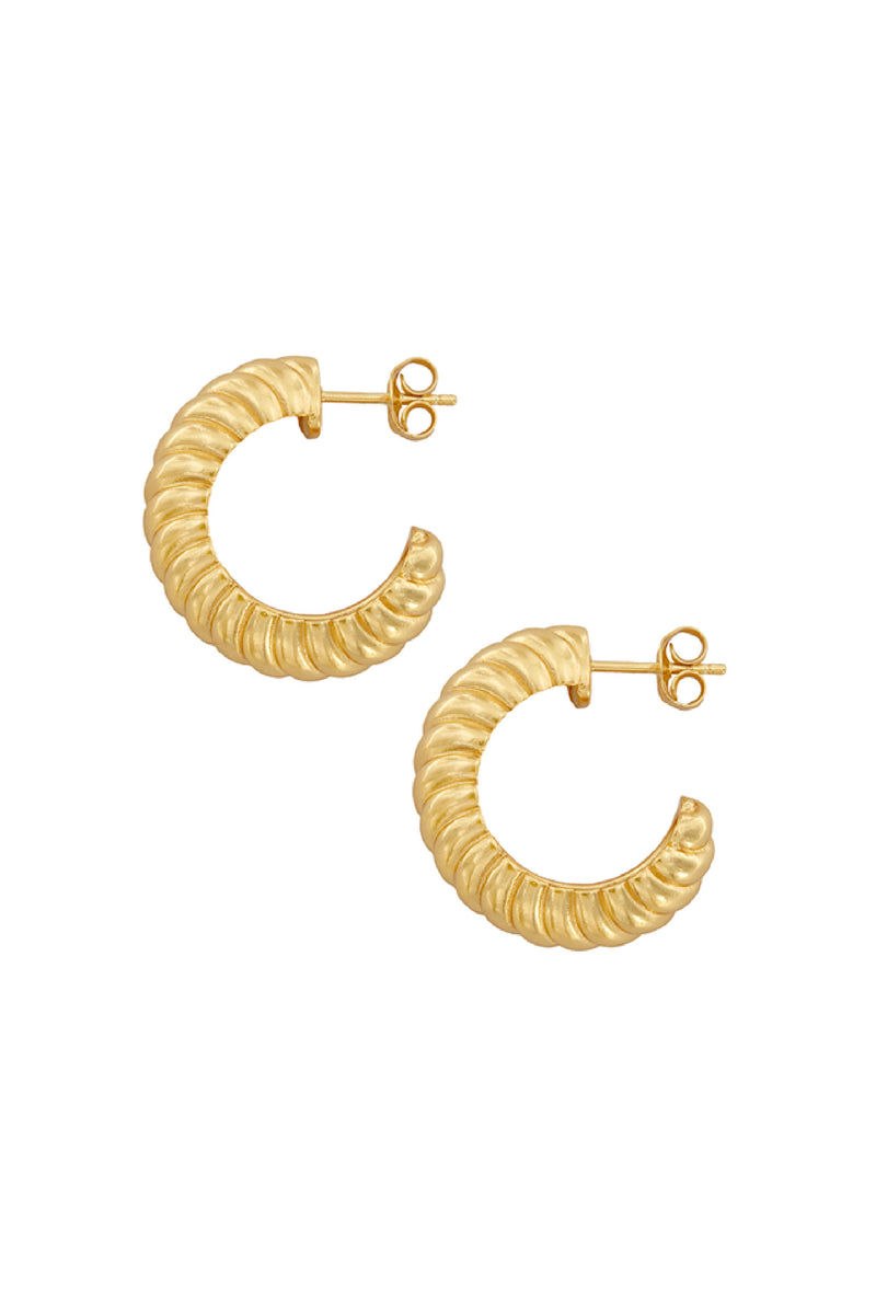 Saturn Gold Stud Hoop Earrings