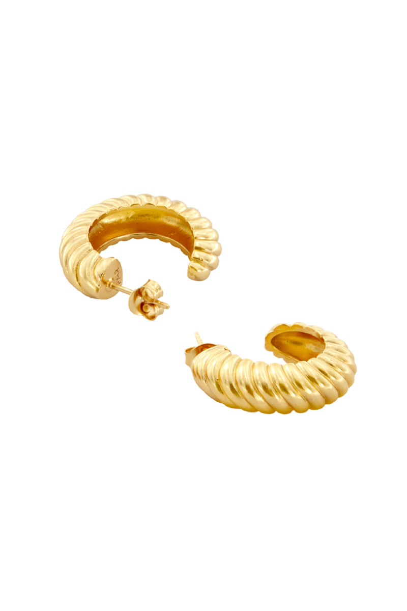 Saturn Gold Stud Hoop Earrings