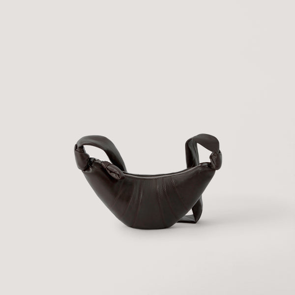 DarkChocolate Small Leather Croissant Bag MANIFESTO