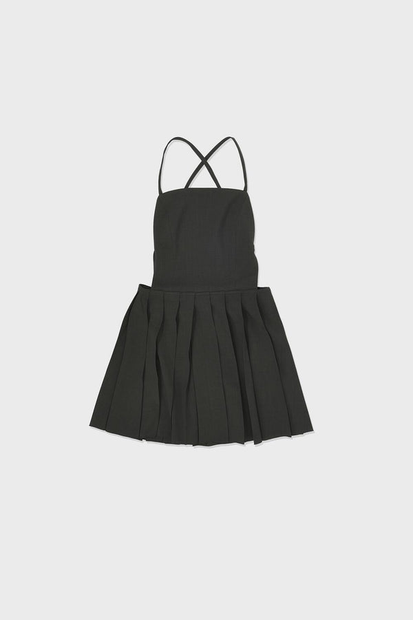Charcoal Pleated Mini Dress