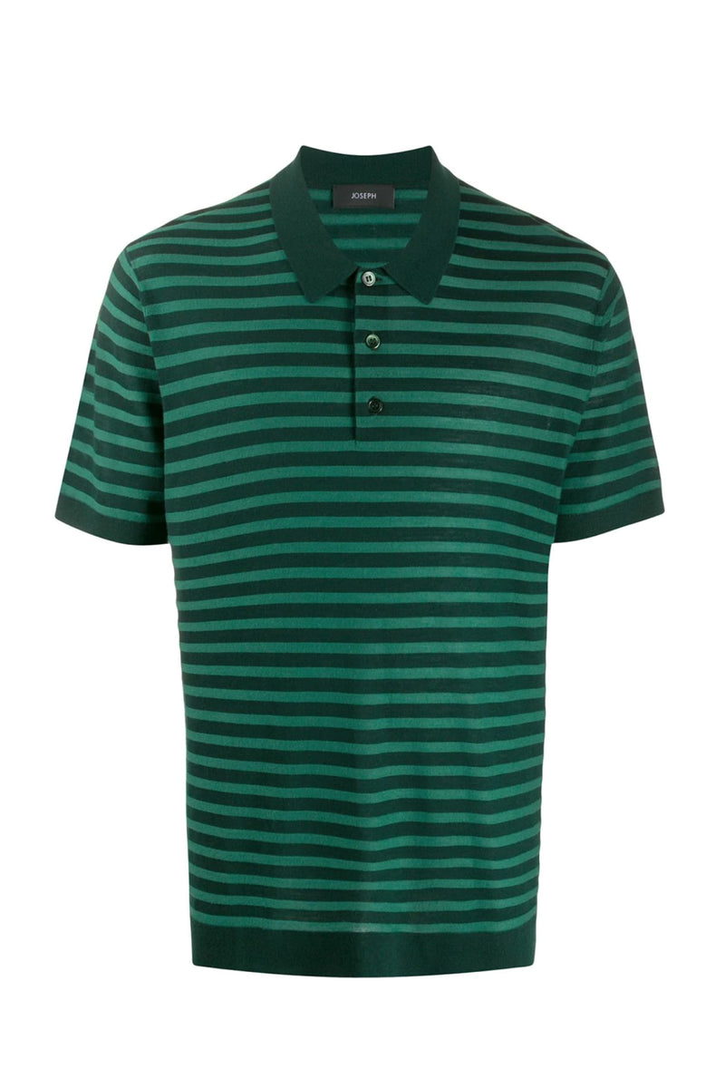 Green Stripe Merinos Wool Polo